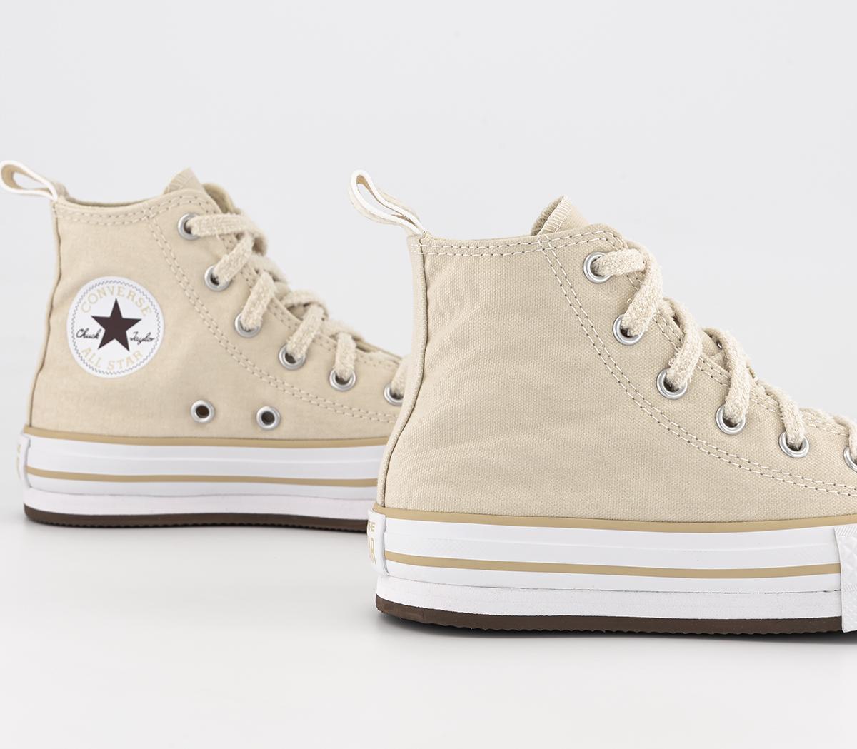 Converse All Star Eva Lift Hi Youth Trainers Natural Ivory Oat Milk White